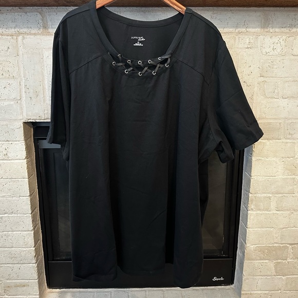 NWT Catherines Suprema® Studio Grommet Stud Top - Black - Size 4X - Picture 2 of 9